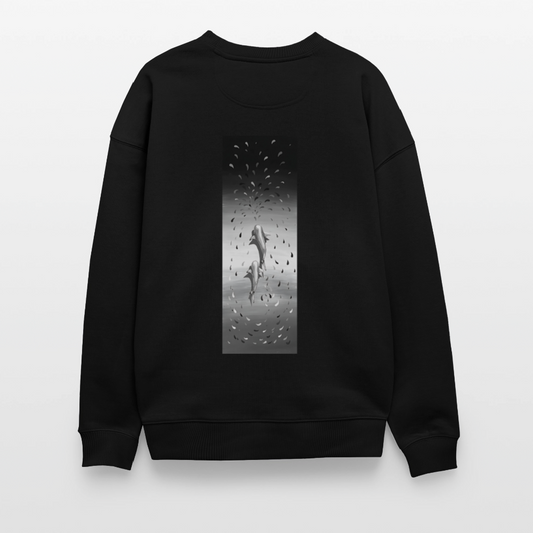 Oversize Sweatshirt with a sharks art by Gabikomart - black