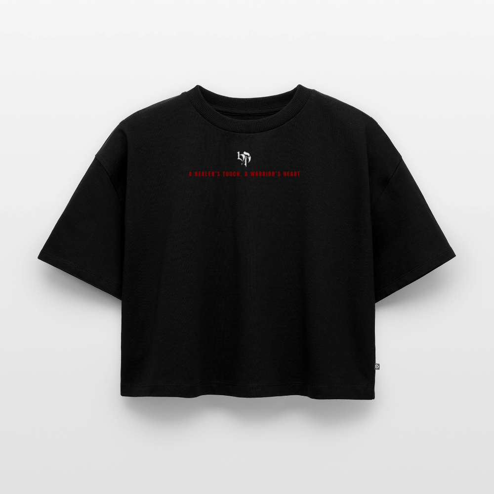 Oversized crop t-shirt Sakura - black