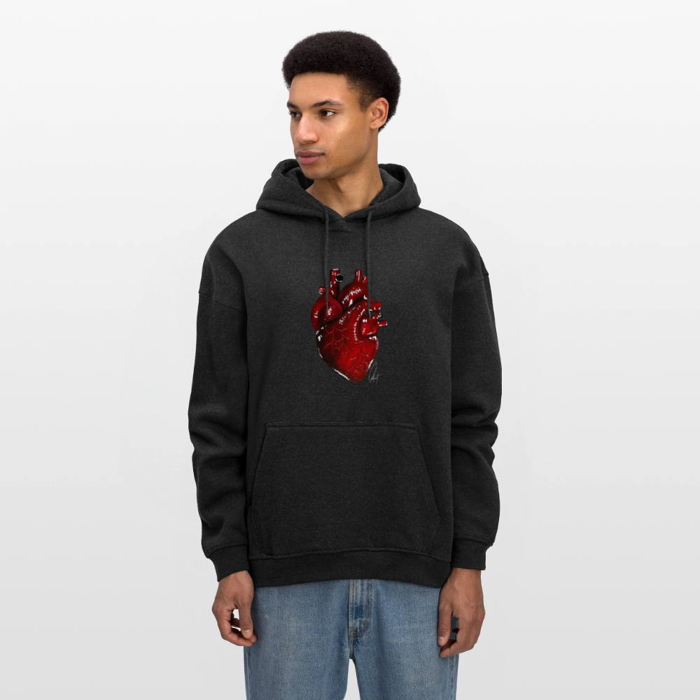 Oversized Unisex Hoodie with Heart Design by Gabikomart - charcoal grey