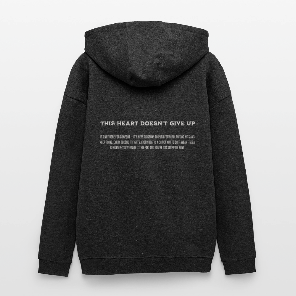 Oversized Unisex Hoodie with Heart Design by Gabikomart - charcoal grey