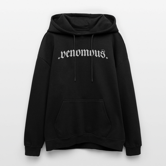 Oversized Unisex Hoodie with Venomous Design by Gabikomart - black