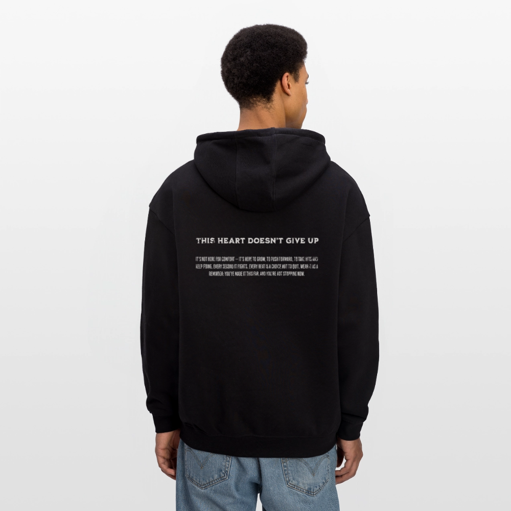 Oversized Unisex Hoodie with Heart Design by Gabikomart - black