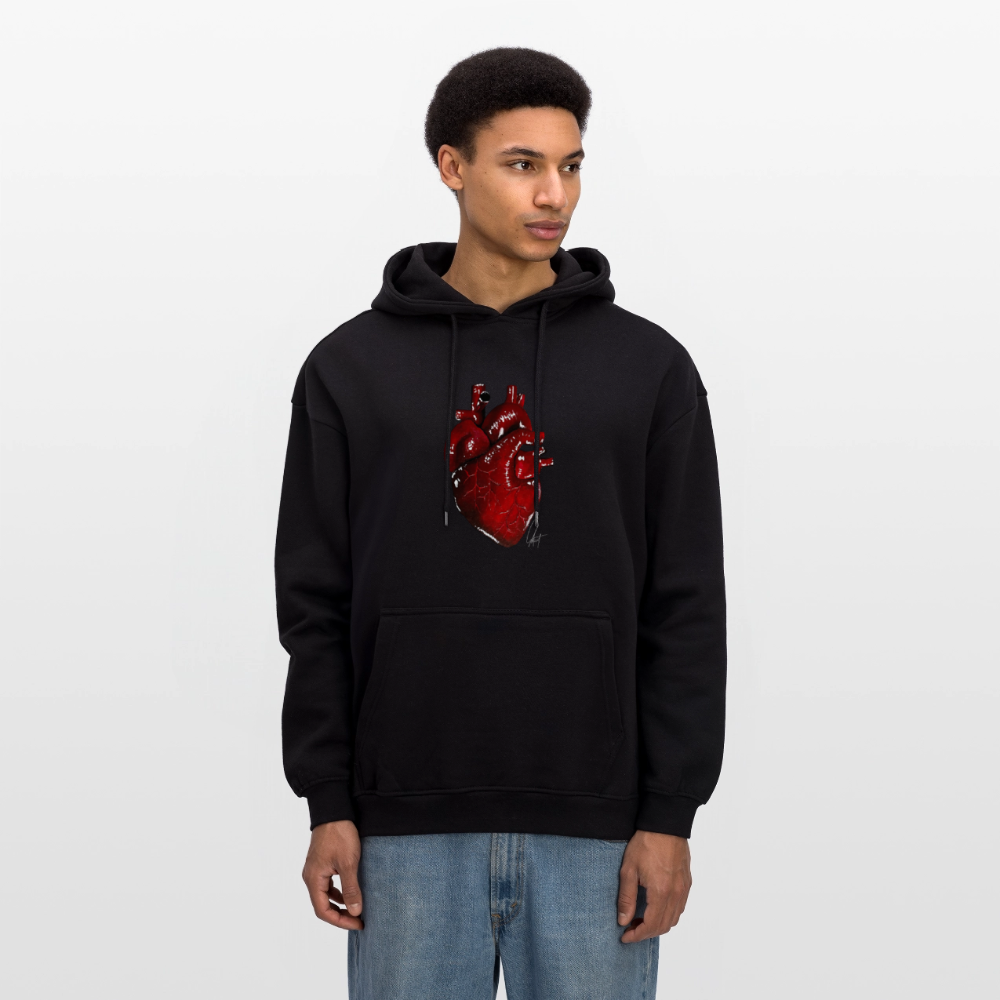Oversized Unisex Hoodie with Heart Design by Gabikomart - black