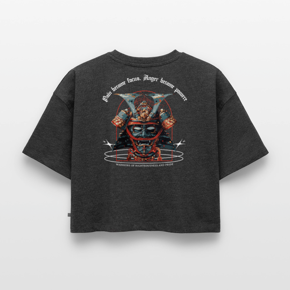 Oversized crop t-shirt Samurai Spirit - heather anthracite