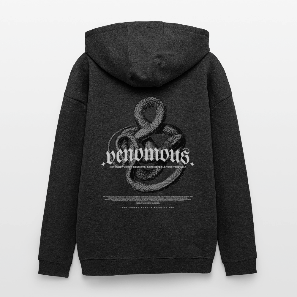 Oversized Unisex Hoodie with Venomous Design by Gabikomart - charcoal grey