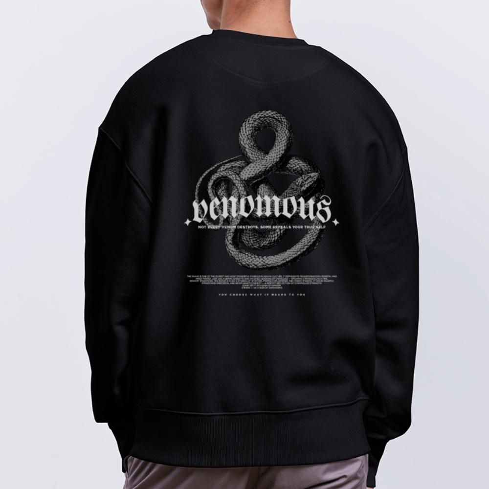 Oversize Sweatshirt with a bold snake art by Gabikomart - black