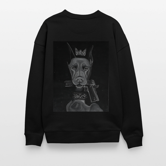 Oversize Sweatshirt with a crowned dog art by Gabikomart - black