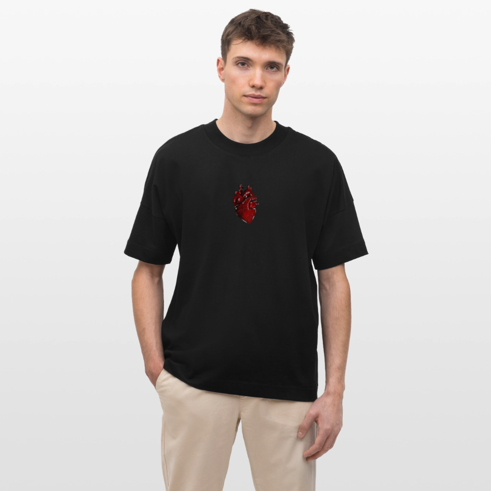Oversized Organic T-shirt with a Heart art by Gabikomart - black