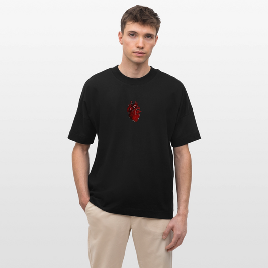Oversized Organic T-shirt with a Heart art by Gabikomart - black