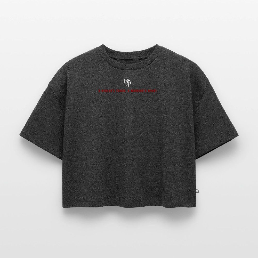 Oversized crop t-shirt Sakura - heather anthracite