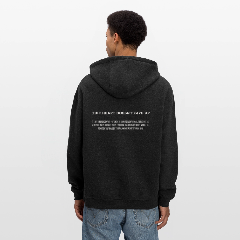 Oversized Unisex Hoodie with Heart Design by Gabikomart - charcoal grey