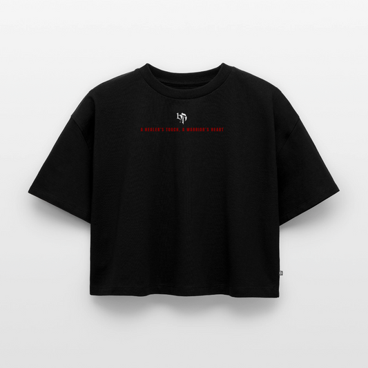Oversized crop t-shirt Sakura - black