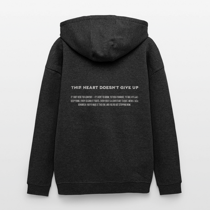 Oversized Unisex Hoodie with Heart Design by Gabikomart - charcoal grey