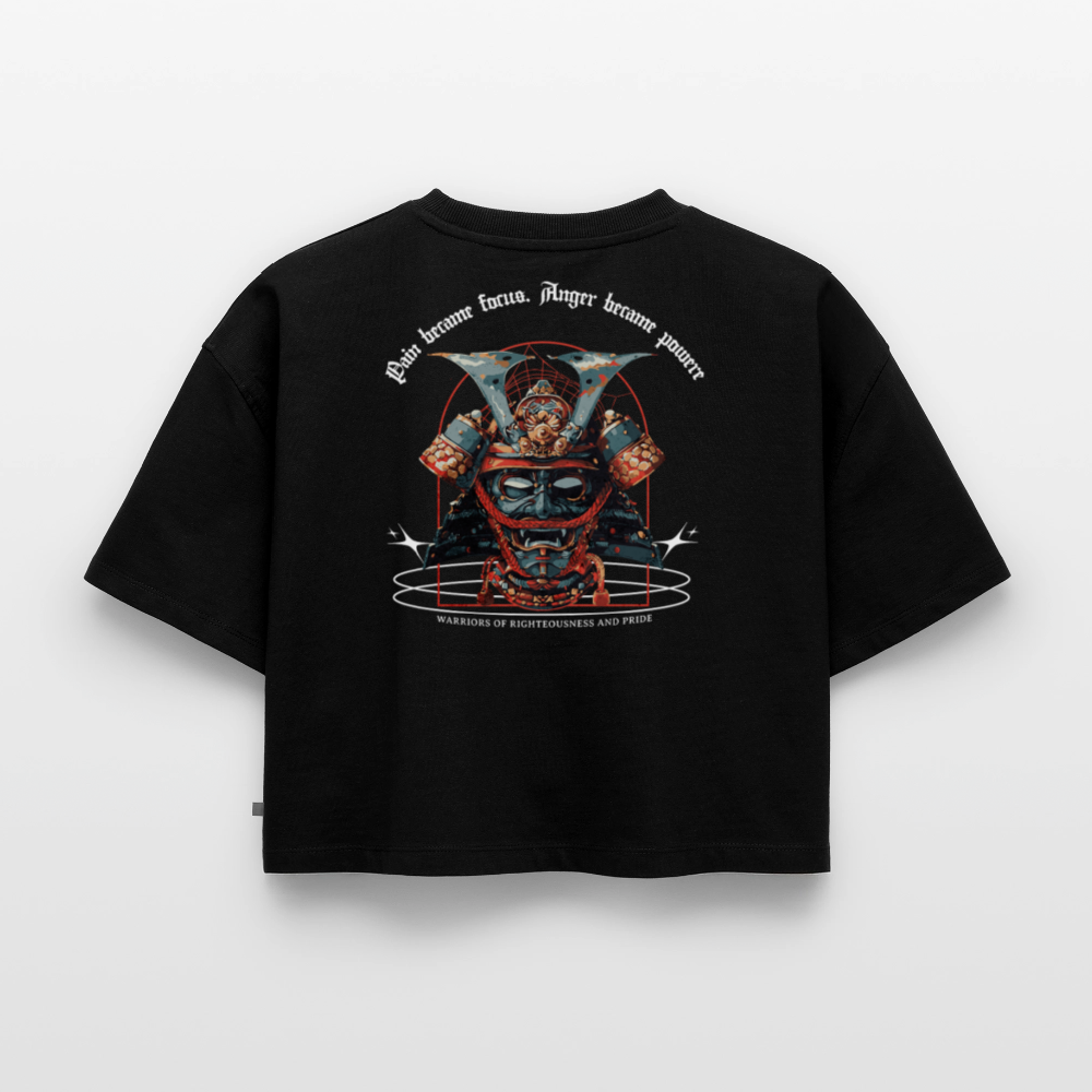 Oversized crop t-shirt Samurai Spirit - black