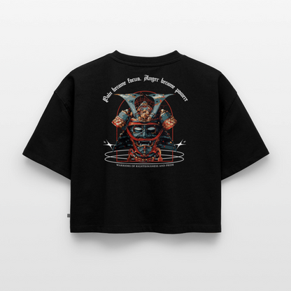 Oversized crop t-shirt Samurai Spirit - black