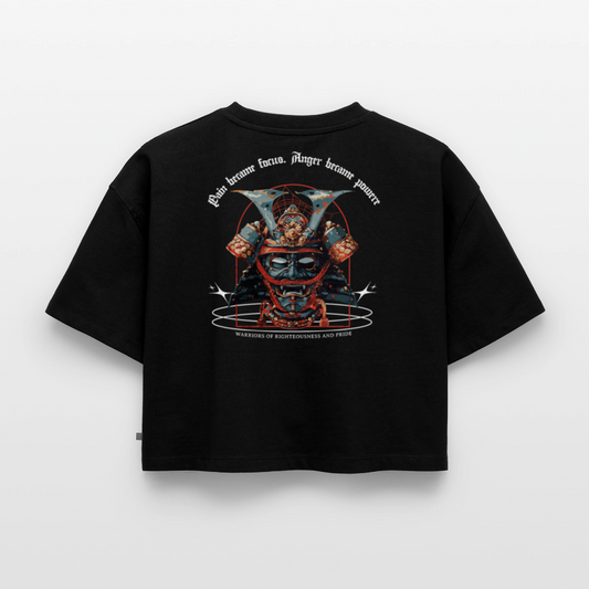 Oversized crop t-shirt Samurai Spirit - black