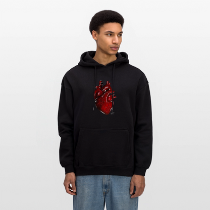 Oversized Unisex Hoodie with Heart Design by Gabikomart - black