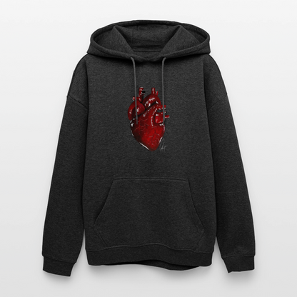 Oversized Unisex Hoodie with Heart Design by Gabikomart - charcoal grey
