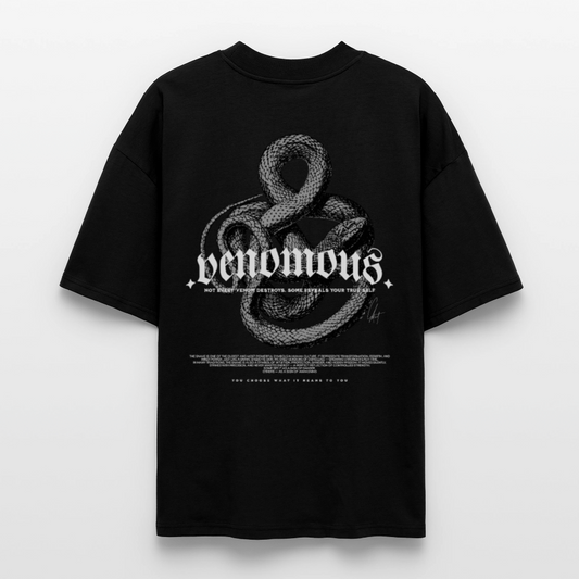 Oversized Organic T-shirt with a Snake art by Gabikomart - black