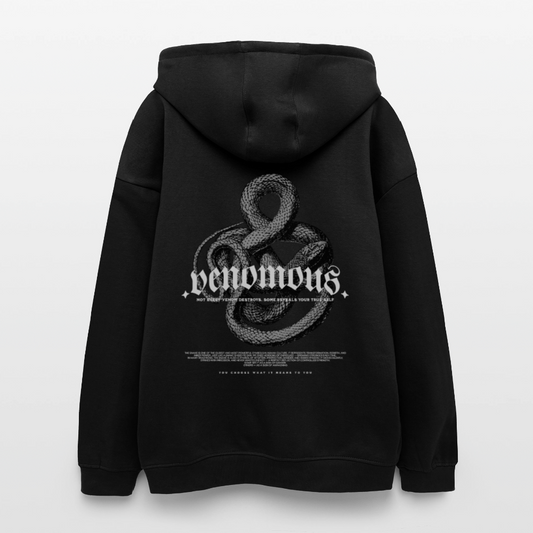 Oversized Unisex Hoodie with Venomous Design by Gabikomart - black