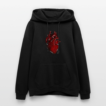 Oversized Unisex Hoodie with Heart Design by Gabikomart - black