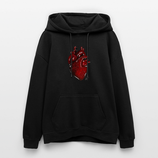 Oversized Unisex Hoodie with Heart Design by Gabikomart - black