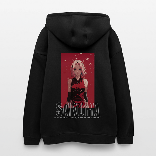 Oversized Unisex Hoodie Sakura - black