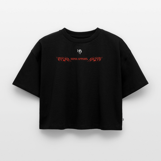 Oversized crop t-shirt Samurai Spirit - black