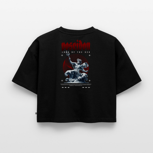 Oversized crop t-shirt Poseidon - black