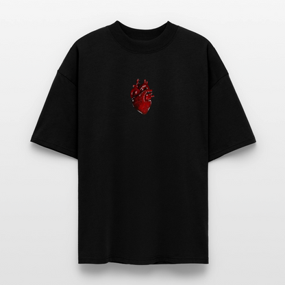 Oversized Organic T-shirt with a Heart art by Gabikomart - black