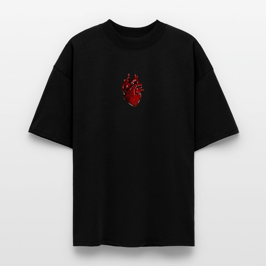 Oversized Organic T-shirt with a Heart art by Gabikomart - black