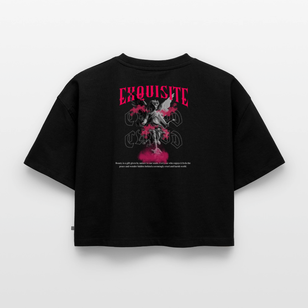 Oversized crop t-shirt Exquisite - black