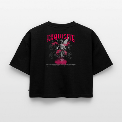 Oversized crop t-shirt Exquisite - black