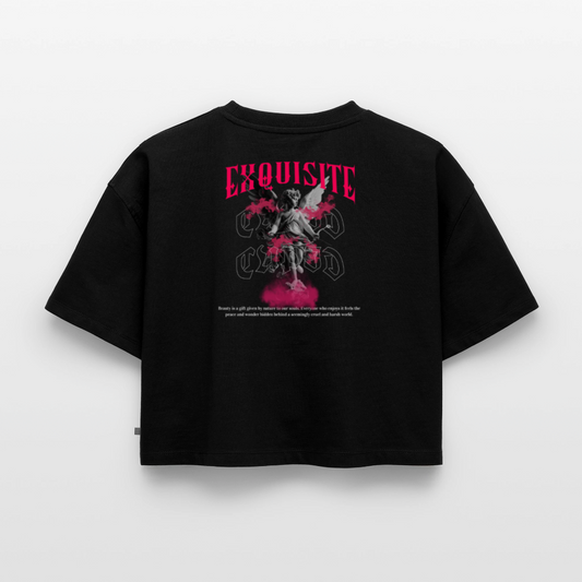Oversized crop t-shirt Exquisite - black